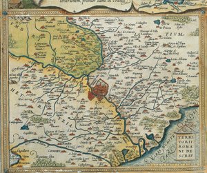 Kart over Lazio-regionen, fra The Theatre of the World av Abraham Ortelius av Abraham Ortelius