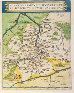 Kart over Württemberg, fra Theatrum Orbis Terrarum av Abraham Ortelius av Abraham Ortelius