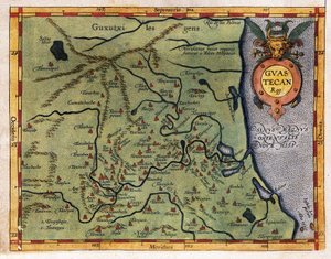 Kart over Mexicogulfen (Guastecan), fra Hernando de Sotos ekspedisjon i 1570 (gravering) av Abraham Ortelius