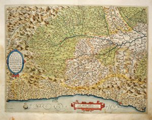 Kart over regionen Piemonte, Italia, fra Theatrum Orbis Terrarum av Abraham Ortelius av Abraham Ortelius