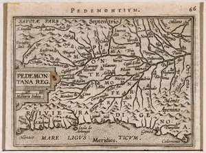 Regionene Piemonte og Vestliguria. Fra Theatrum Orbis Terrarum av Abraham Ortelius av Abraham Ortelius