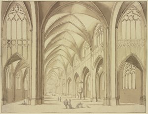 Interiør i Mariakirken i Utrecht av Abraham Rademaker
