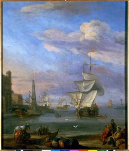 En nederlandsk havn, maleri av Abrahm Storck av Abraham Storck