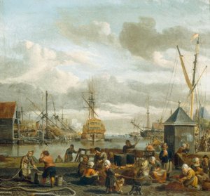 Utsikt over havnen i Amsterdam