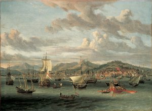 Nederlandsk frakt utenfor Smyrnabukta med en statslekter av Abraham Storck