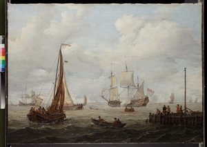 Havstykke med en nederlandsk krigsmann, før 1708 av Abraham Storck