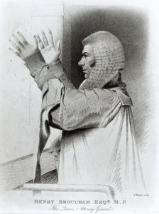 Henry Brougham Esq MP, dronningens statsadvokat, gravert av T.Wright, 1821