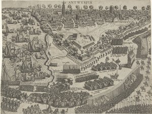 Ankomst av hertugen av Anjou i Antwerpen og mottakelse av prinsen av Orange, 1582