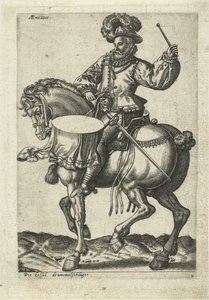 Tysk tromme til hest av Abraham de Bruyn (attributed to)