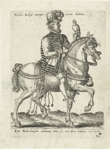 Nederlandsk adelsmann på hestefalkejakt av Abraham de Bruyn (attributed to)