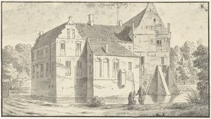 Rhaens hus i Overijssel, to sportsfiskere foran av Abraham de Haen (II)