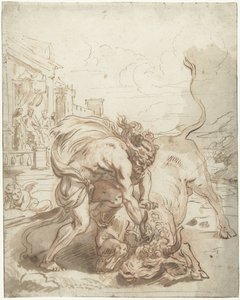 Hercules beseirer Achelous i form av en okse
