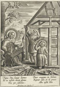 Kristus hjelper Josef med å bygge et hus av Abraham van Merlen