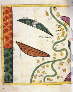 Kart over Nildeltaet og to oaser (vellum) av Abu Muhammad Al Idrisi or Edrisi