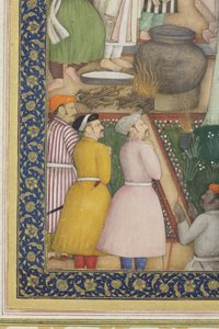 Detalj fra keiser Jahangir med hellige menn i en hage, ca. 1615 (ugjennomsiktig wc og gull på papir)