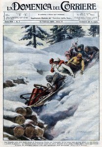 A tragedy on the snow: on the road from Vordenburg in Styria, a bobsleigh was found in a ravine. The driver was killed precipitating against a tree. The sleigh continued to run until one sec of wood. One of the passengers died and the others were seriously av Achille Beltrame