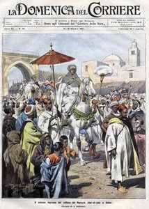 Abdelaziz (Al-Hassan Muhammed Al-Hasani Al-Alawi) Koblingen i Marokko ble utvist i oktober 1907 (Marrakesh) av Achille Beltrame