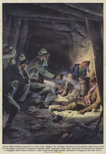 Noen grensesoldater, en passasje åpnet i skredet som hindret tilgangen til en tunnel?
