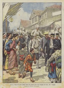 Ankomst til Tokyo av de første sårede soldatene som deltok i slaget ved Ya-lu, 1. mai