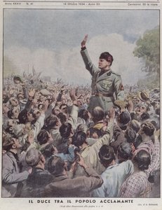 Benito Mussolini (1883-1945) hyllet av folket, fra 