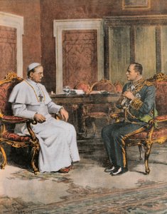 Benito Mussolini i møte med pave Pius XI 11. februar av Achille Beltrame