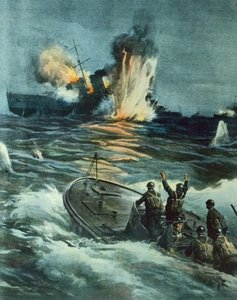 Britisk krysser senket av italienske MAS 1. juni av Achille Beltrame