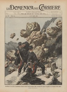 Carabinieri på vakt i Castelmagno (Cuneo) overrasket over fallet på toppen av et fjell?