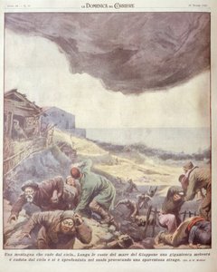 Forsideillustrasjon av meteoritt som faller på Japan av Achille Beltrame