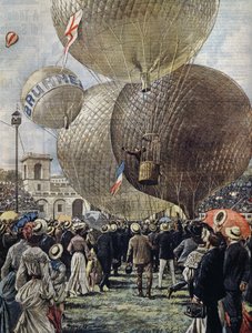 Avgang av luftballong på Milan Air Show, illustrasjon av Achille Beltrame fra La Domenica del Corriere, 19. juni av Achille Beltrame