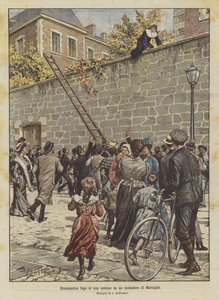 Dramatisk flukt av en nonne fra et kloster i Marseille av Achille Beltrame