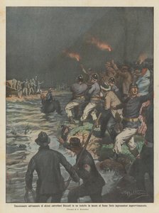 Spennende redning av noen vogntog som strandet på en holme midt i Serio-elven?