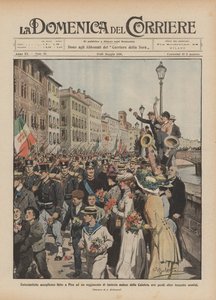 Entusiastisk velkomst i Pisa til et infanteriregiment som returnerer fra Calabria, hvor?