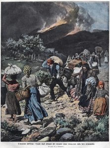 Etna-utbruddet i 1910. Illustrasjon av Achilles Beltrame. av Achille Beltrame