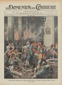 Massakrene i det asiatiske Tyrkia, tusenvis av armenere brent levende av tyrkerne i en katolsk kirke i Adana