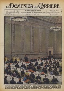Tilbød Duce en lunsj i Sala Regia i Palazzo Venezia til rundt syv hundre arbeidere?
