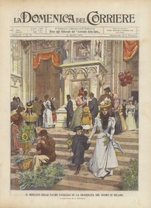 Påskepalmemarkedet på trappene til katedralen i Milano av Achille Beltrame