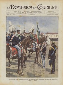 Kongen levere det gamle strålende flagget, fjernet fra våpenhuset i Torino, til artilleriet i?