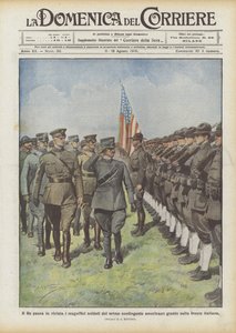 Kongen anmelder de praktfulle soldatene fra den første amerikanske kontingenten som ankom den italienske fronten