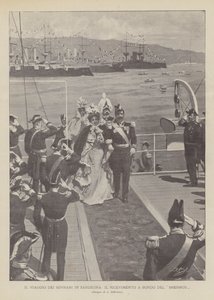 The Journey of the Sovereigns in Sardinia, mottaket om bord på Brennus