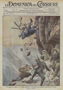 Det vakre skuddet av en alpin, med en løkke griper og styrter en østerriksk maskingevær med tjeneren