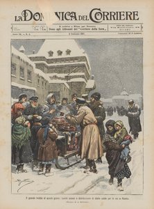 Den store kulden i disse dager, bål tent og utdeling av varm drikke på gatene i Russland