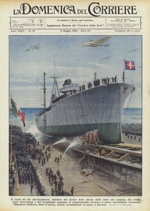 Lanseringen av en cruiser av Achille Beltrame