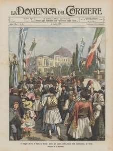 Reisen til kongen av Italia til Hellas, ankomst av prosesjonen på torget i grunnloven, i Athen