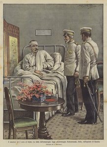 Vinneren og taperen foran, Admiral Togos besøk til Admiral Rodiestvenski? av Achille Beltrame