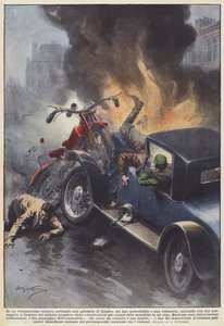 I et voldsomt sammenstøt, som fant sted i utkanten av London, mellom en motorsykkel og en?