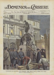 Innvielse av monumentet til Nicola Spedalieri, i Roma, laget om natten, i hemmelighet, av politiet