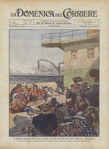 Den uheldige emigrasjonen av italienere til Canada, en scene for deres smertefulle reise ombord på Lake Megantic