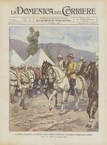 Anglo-boerkrigen, boergeneral Cronje utgjør seg selv fange for marskalk Roberts