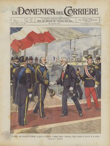 President Loubets besøk til hertugen av Genova ombord på Lepanto i Toulon-vannet, 10. april