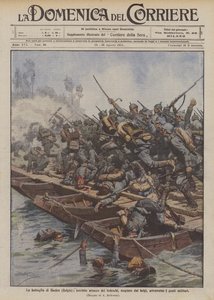 Slaget ved Haelen (Belgia), forferdelig angrep fra tyskerne, frastøtt av belgierne, gjennom militære broer